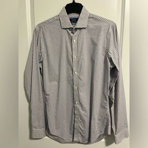 Esquire Mens Purple/Blue/White Plaid Slim Fit Shirt Size 15 34/35